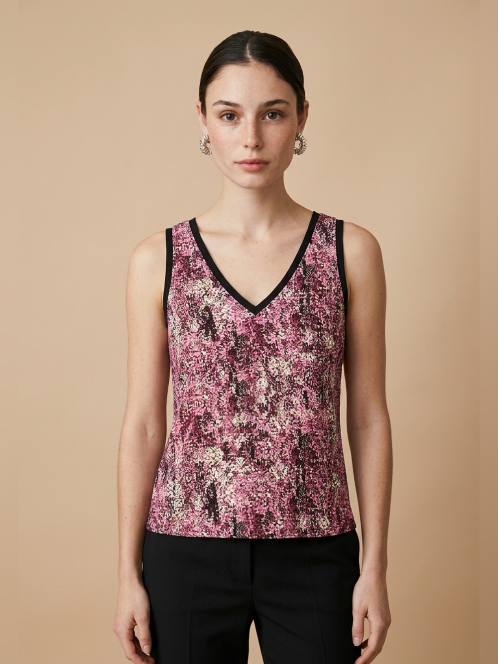 Halogen Pink and Black Camisole Top